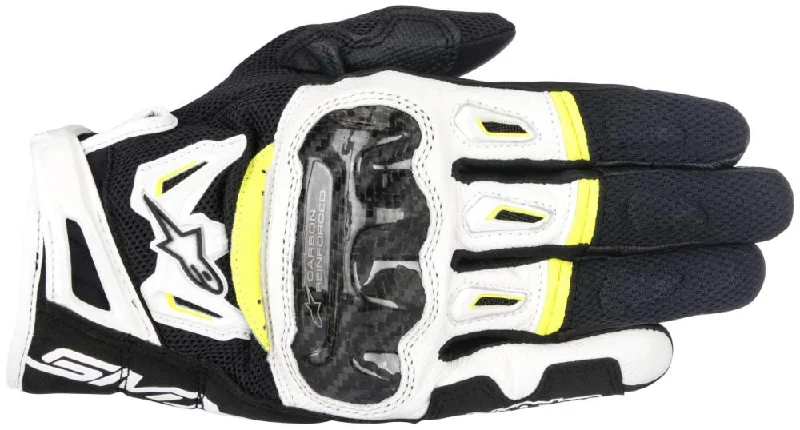 Modern City Alpinestars Men’s SMX-2 Air Carbon v2 Black, White and Fluorescent Yellow Gloves