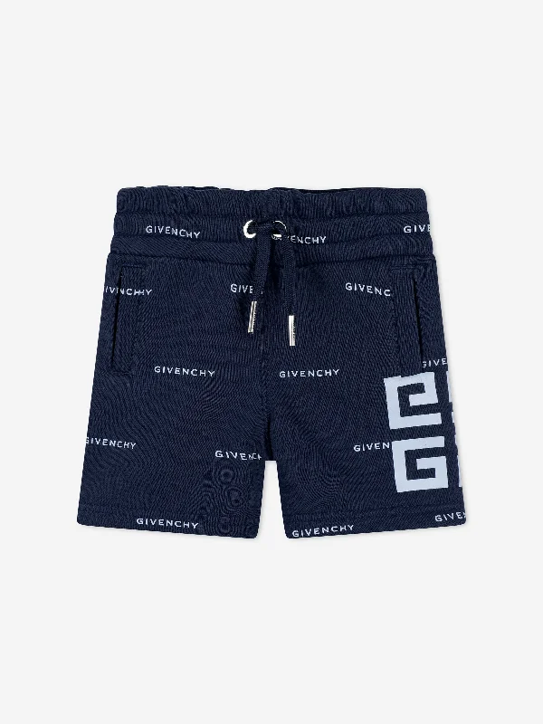 Celebrity Picks Givenchy Baby Boys Logo Print Shorts in Navy