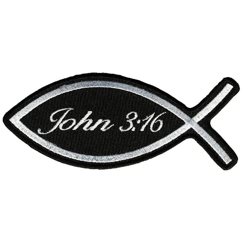 Casual Comfort Hot Leathers PPL9297  John 3:16 Fish 5" x 2" Patch