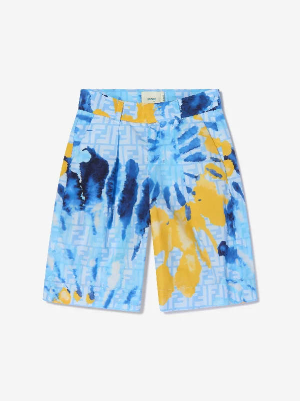 Luxury Fashion Fendi Boys Tie Dye Shorts in Blue