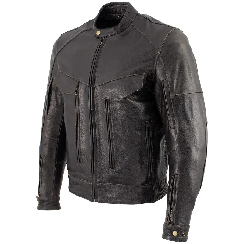 Must-have For Fashion Xelement B7496 Men's 'Bandit' Retro Distressed Brown Leather Jacket with X-Armor Protection Must-have For Fashion Xelement B7496 Men's 'Bandit' Retro Distressed Brown Leather Jacket with X-Armor Protection