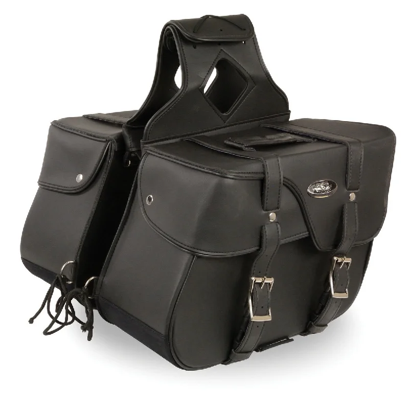 Unique Fashion Milwaukee Leather SH64501ZB Black Zip-Off PVC Extended Flap Throw Over Saddle Bag (15X11X7X21)