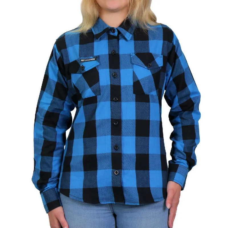 Goddess Style Hot Leathers FLL3004 Ladies Black and Aqua Long Sleeve Flannel