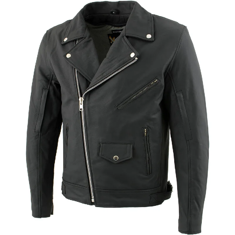 Relaxed Dresses Xelement BXU10580 Men's 'Reaper' Matte Black Leather Motorcycle Biker Rider Jacket