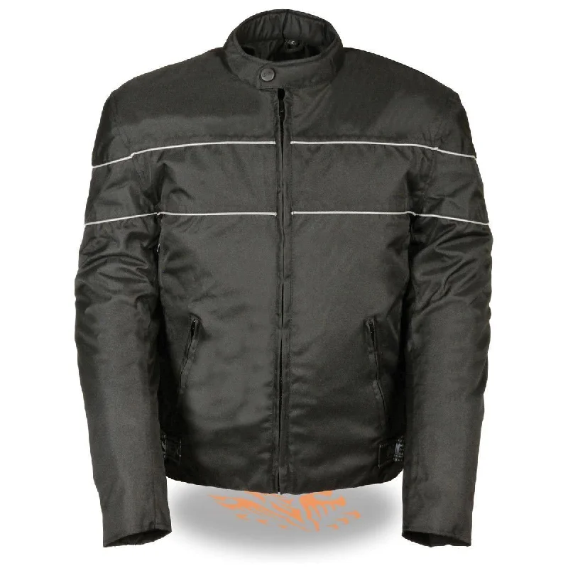 Relaxed Tops NexGen SH212102 Men's Black Textile Vented Moto Jacket with Reflective Piping