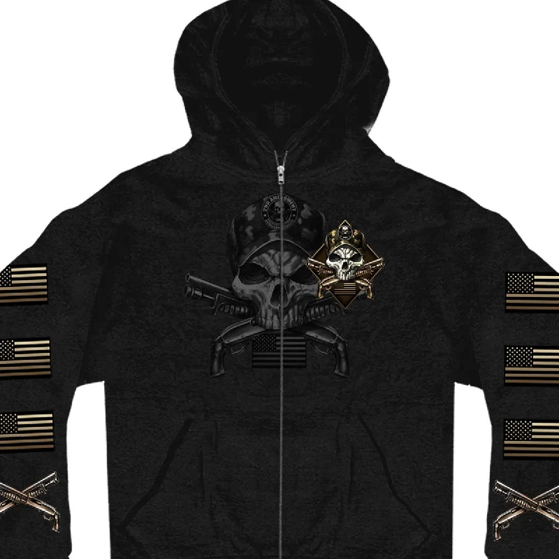 Comfortable Series Hot Leathers GMZ4415 Men’s ‘Camo Skull’ Black Hoodie with Zipper Closure