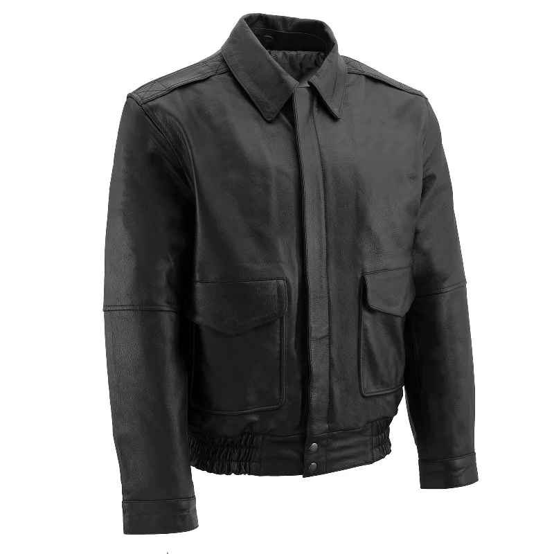 Easygoing Outfits Milwaukee Leather Men's Classic Black Bomber Leather Jacket SFM1519