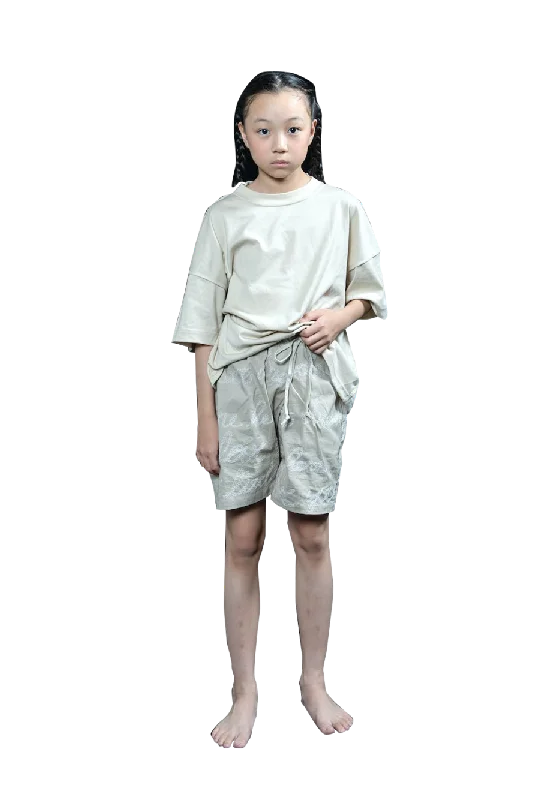Relaxed Fit Wear Beige Embroidered Shorts