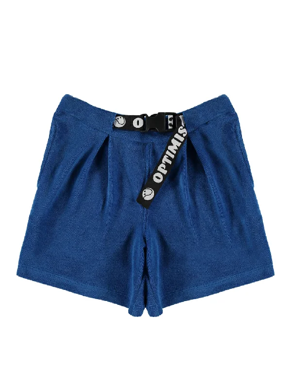 Simple Elegance Blue Terry Wide Shorts