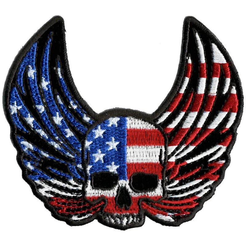 Breathable Style Hot Leathers PPA9780 Skull Wings Flag 4"x3" Patch