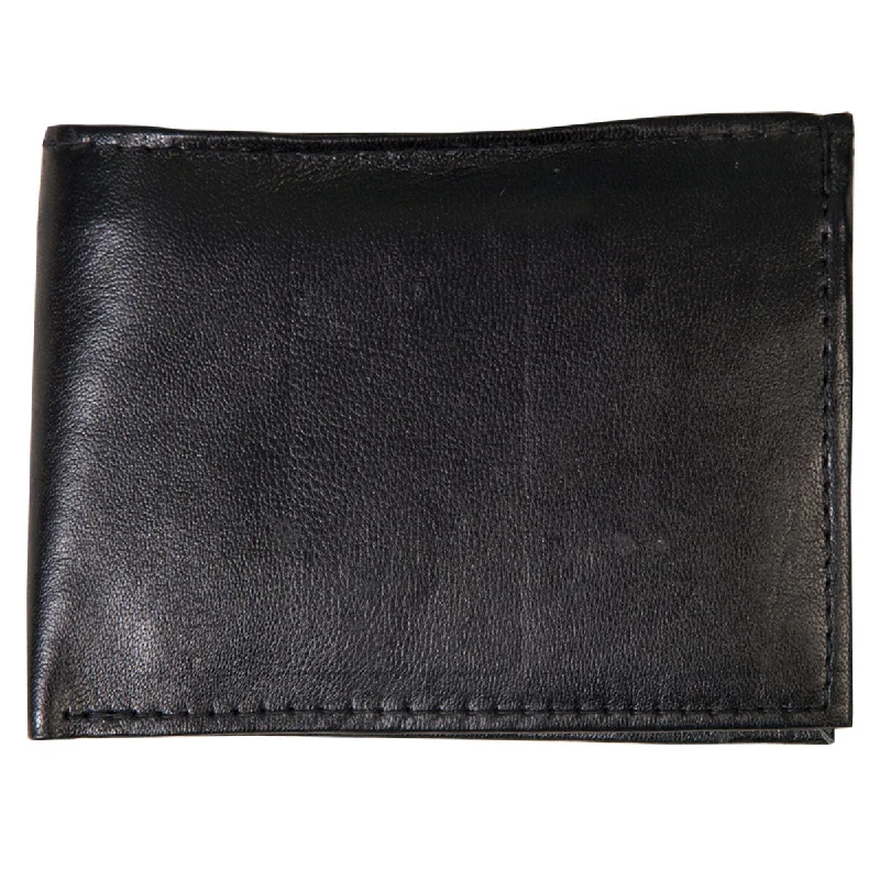 Relaxed Fit Wear Hot Leathers WLD1001 Black Leather Bi-Fold Wallet