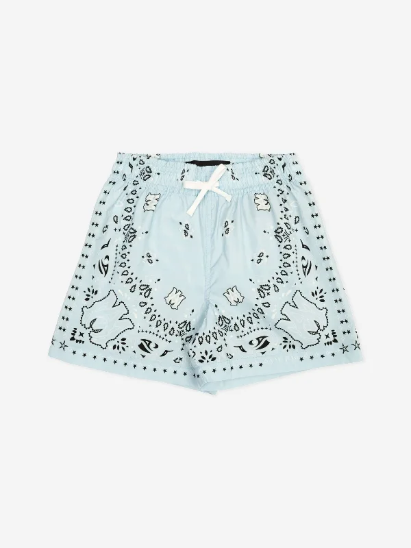 Cozy Dress Amiri Boys Bandana Swim Trunks in Blue
