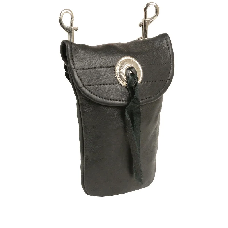 Soft Fabrics Milwaukee Leather SH506BAG Unisex Black Leather Belt Bag with Concho