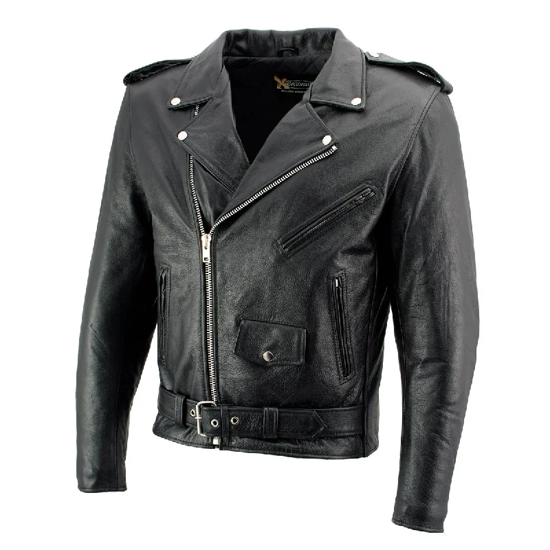 Light Layers Xelement B7101 Men's 'Classic Armored' Black High-Grade Leather Motorcycle Biker Jacket with X-Armor Protection
