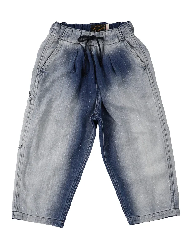 Simple Style Indigo Lame Herribgbone Pants