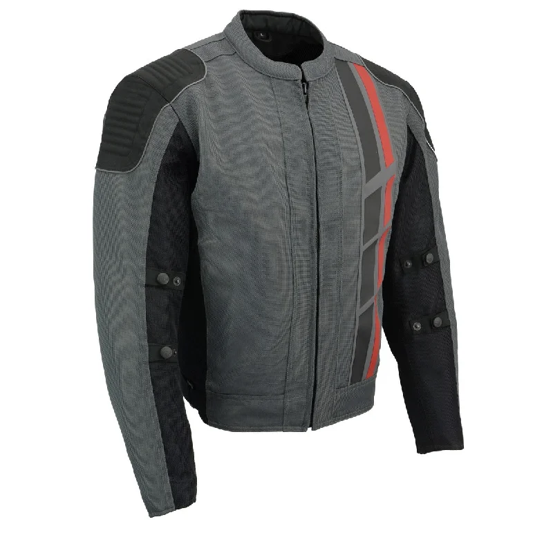 Fresh Wear Milwaukee Leather MPM1752 Men's Black/Grey Textile and Mesh Armored Motorcycle Biker Racing Jacket