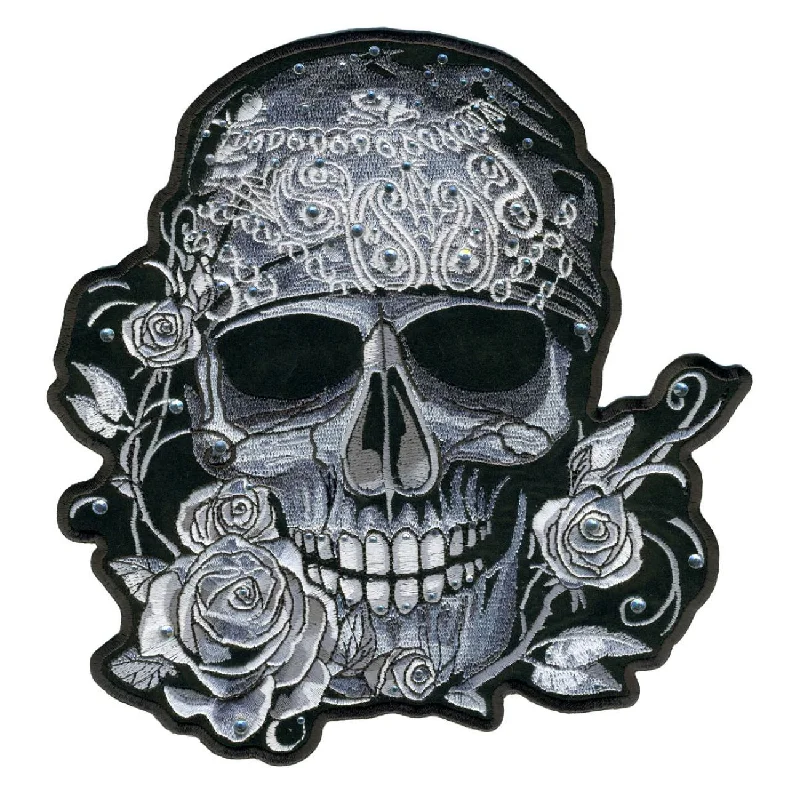 Comfortable Fitwear Hot Leathers PPC3217 Bandana Skull with Rhinestones 8" x 8" Patch