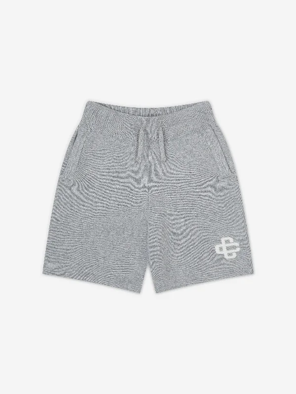 Cozy Chic The Couture Club Kids Knitted Emblem Shorts in Grey