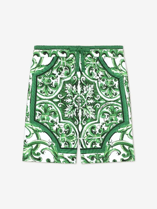 Integrated Design Dolce & Gabbana Boys Maiolica Bermuda Shorts in Green