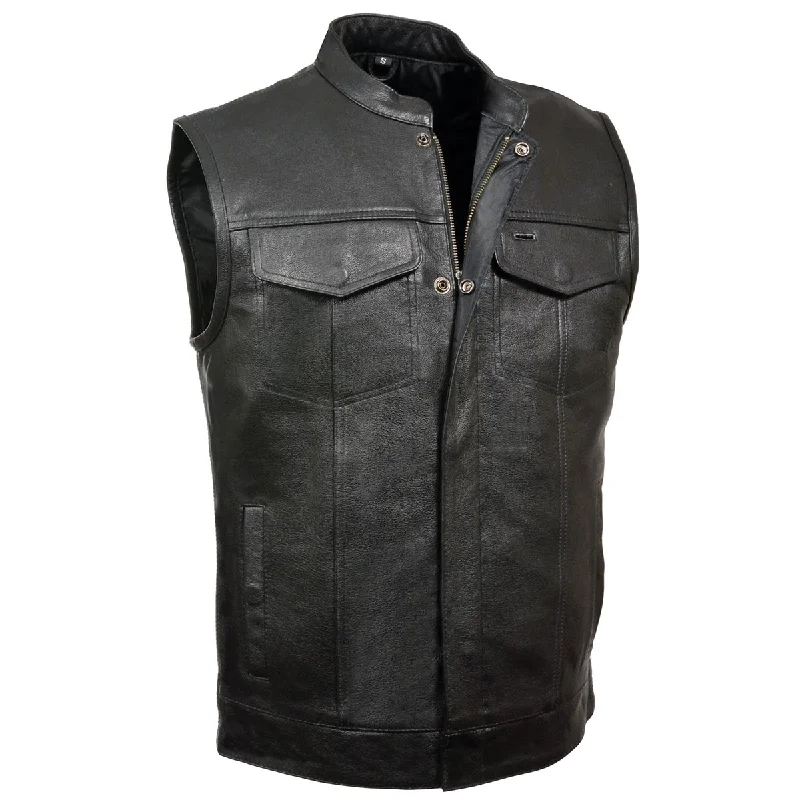 Retro Prints Z1R3710 Men’s ’30-06’ Black Motorcycle Leather Vest