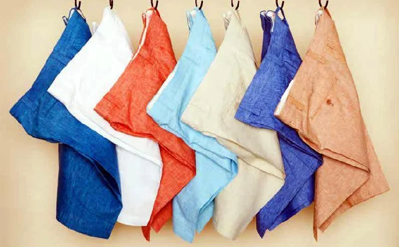 Classic Items MEN'S LINEN FLAT FRONT SHORTS BY INSERCH - 8 COLORS