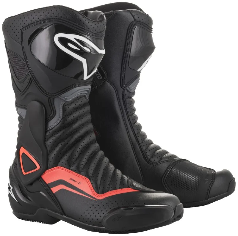 Classic And Versatile Alpinestars Men’s SMX-6 v2 Vented Black, Grey and Fluorescent Red Boots