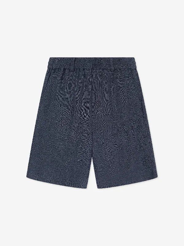 Classic And Versatile Trussardi Boys Nauta Linen Bermuda Shorts in Blue