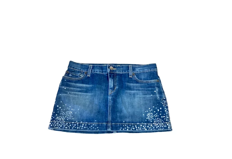 Knowledge And Elegance Ezra Fitch Jr. Skirt Denim Crystal 27x12