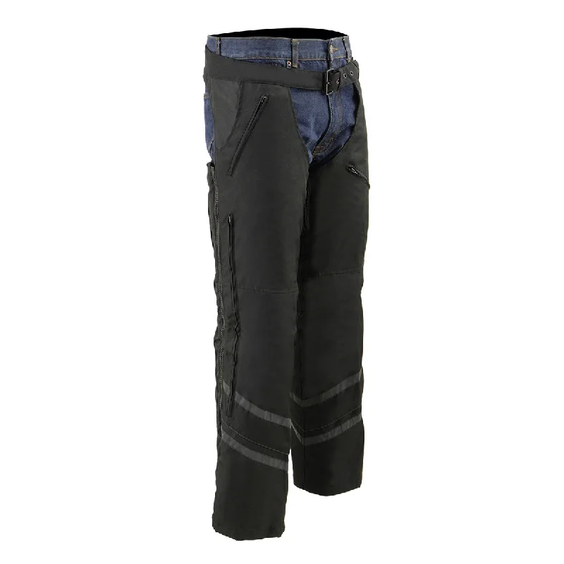 Comfy Chic Milwaukee Leather MPM5701 Men's Black ‘Reflective’ Vented Textile Motorcycle Chaps