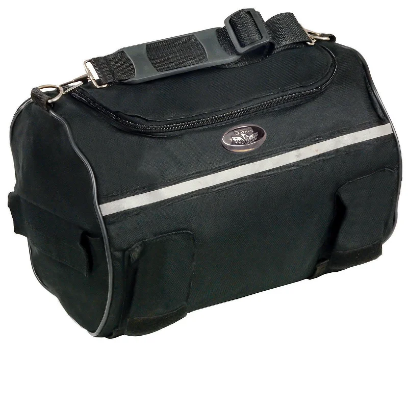 Versatile Comfort Milwaukee Leather SH608 Medium Black Textile Motorcycle Roll Bag with Reflective Material