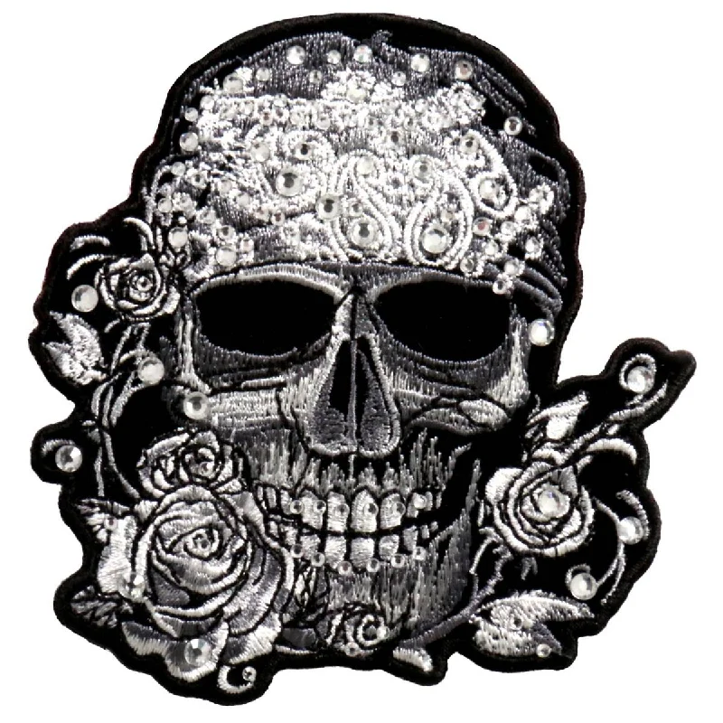 Chic Relaxation Hot Leathers PPC3215 Bandana Skull with Rhinestones 4" x 4" Patch