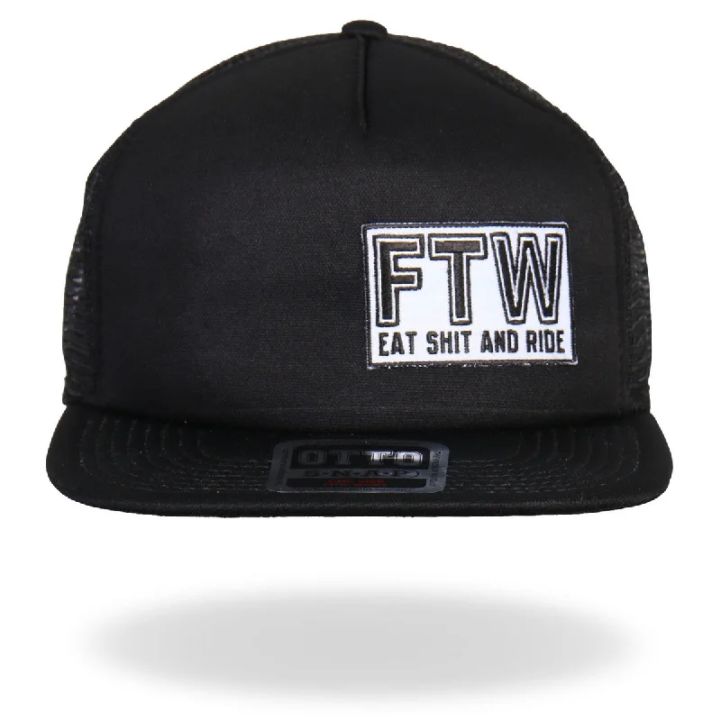 Comfortable Tops Hot Leathers GSH1013 FTW All Black Snap Back Hat