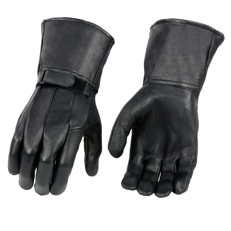 Casual And Versatile Milwaukee Leather MG7505 Men's Black Gauntlet Leather Winter Motorcycle Hand Gloves