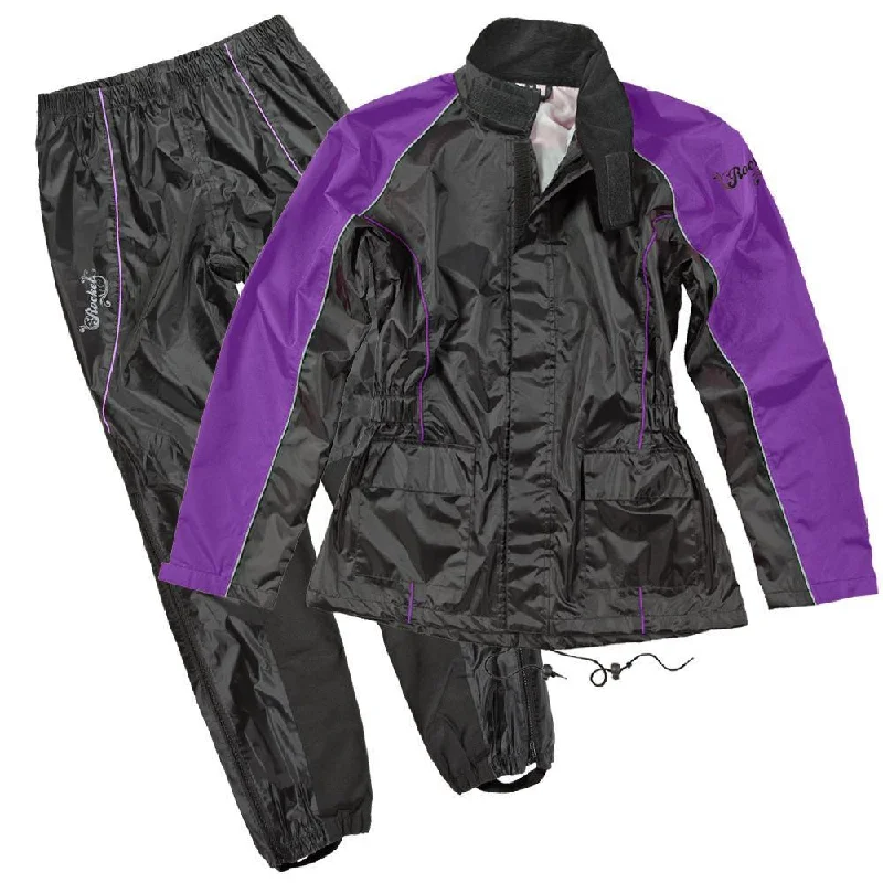 Effortless Looks Joe Rocket 'RS-2' Womens Black/Purple Rain Suit