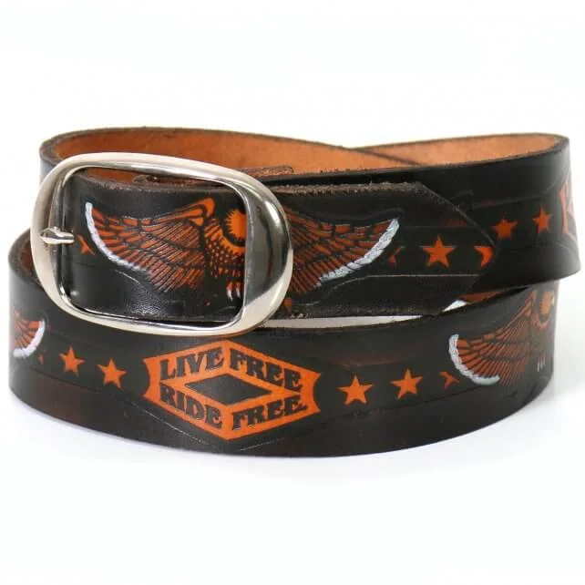 Elegant Design Hot Leathers BLE1002 Live Free, Ride Free Embossed Leather Belt