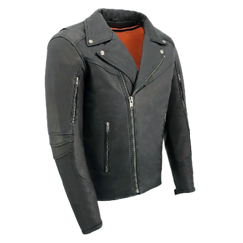 Sports Fashion Milwaukee Leather MLM1516 Black Real Leather Motorcycle Jacket for Men – Vintage Brando Style Biker Jacket