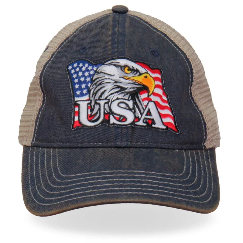 Elegant And Lazy Hot Leathers GSH1023 Eagle Head Flag Trucker Hat