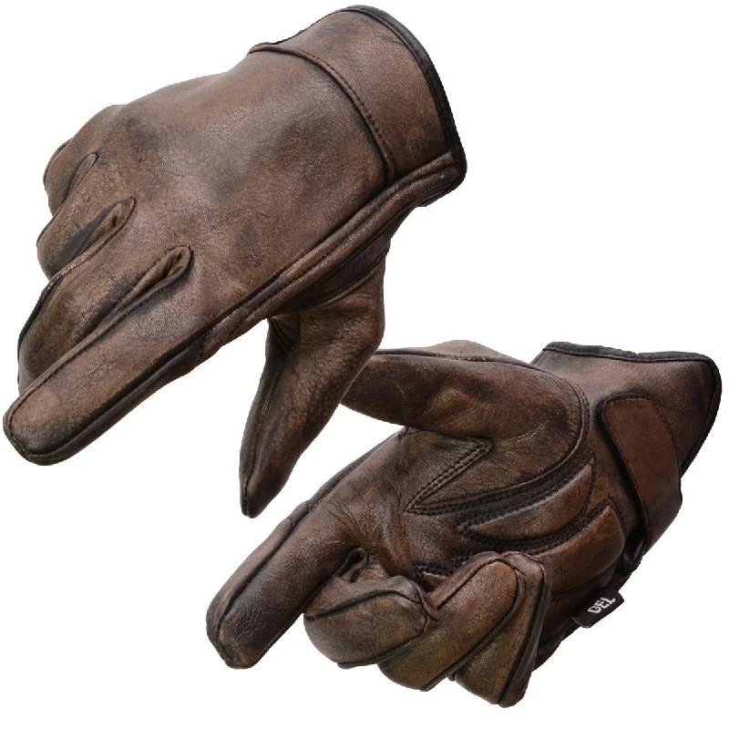 Comfortable Jackets Milwaukee Leather MG7512 Men's Brown Leather Gel Padded Palm Short Wrist Motorcycle Hand Gloves W/ ‘Full Panel Cover’