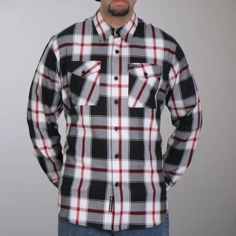 Knitted Design Hot Leathers FLM2003 Men's Black White and Red Long Sleeve Flannel Shirt