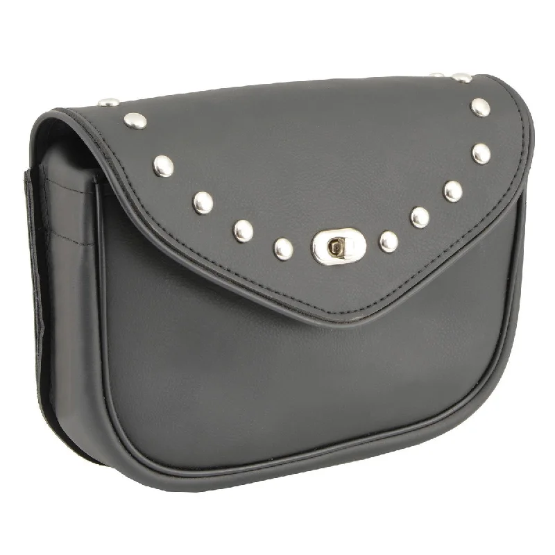 Trendy Casuals Milwaukee Leather SH633 Black PVC Extra Large 'Studded' Motorcycle Windshield Bag with Turn Lock
