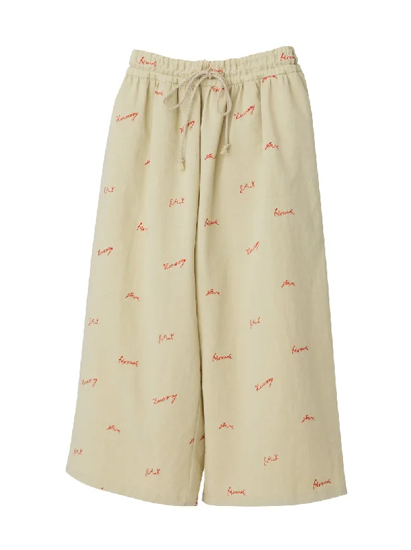 Fashion Expert Ivory and Red Rogo Pants