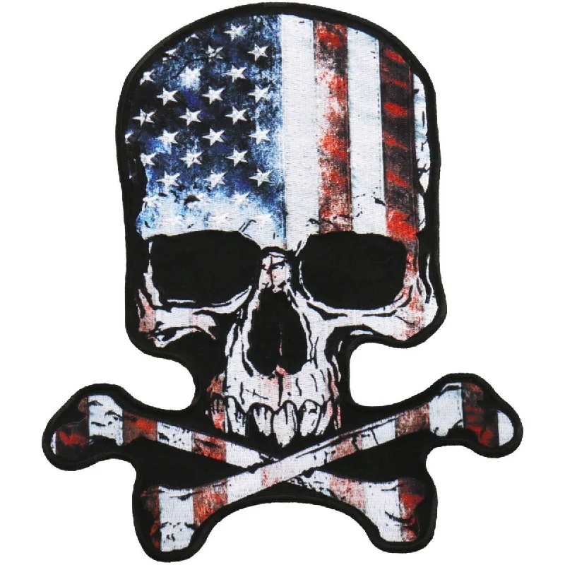 High-quality Styles Hot Leathers PPA9989 8X9 Inch Skull American Flag Patch