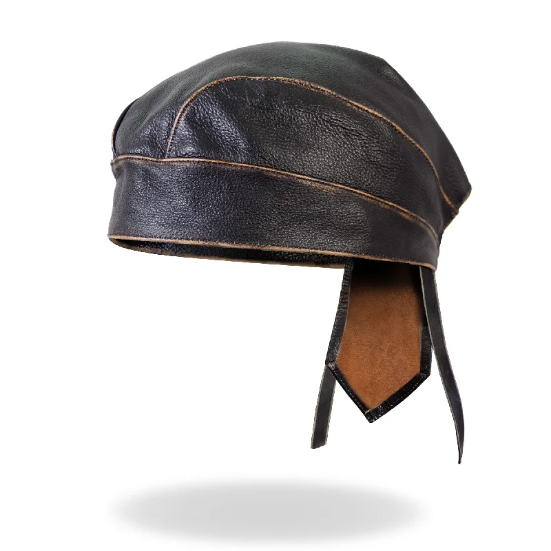 Versatile Outfits Hot Leathers HWL1008 Brown Rub-Off Seam Leather Headwrap