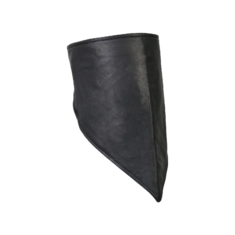 Mid-length Style Hot Leathers NWL1009 Black Soft Leather Neck Warmer with Fleece Lining