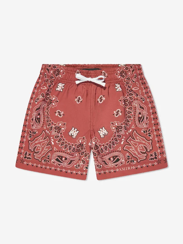 Urban Chic Amiri Boys Bandana Swim Trunks in Red