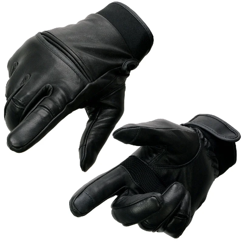 Elegant Comfort Milwaukee Leather MG7525 Men's Black Leather i-Touch Screen Compatible Gel Palm Motorcycle Hand Gloves W/ Flex Knuckle