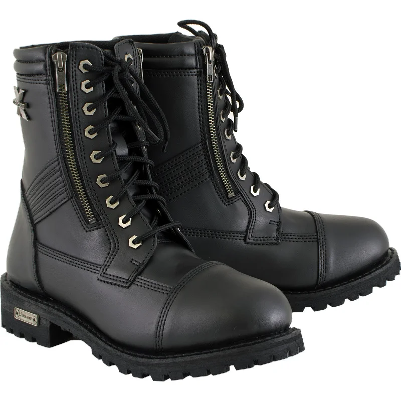 Relaxed Weekend Wear Xelement 1506 Men's Impact Black Premium Leather Lace-Up Motorcycle Biker Rider Boots