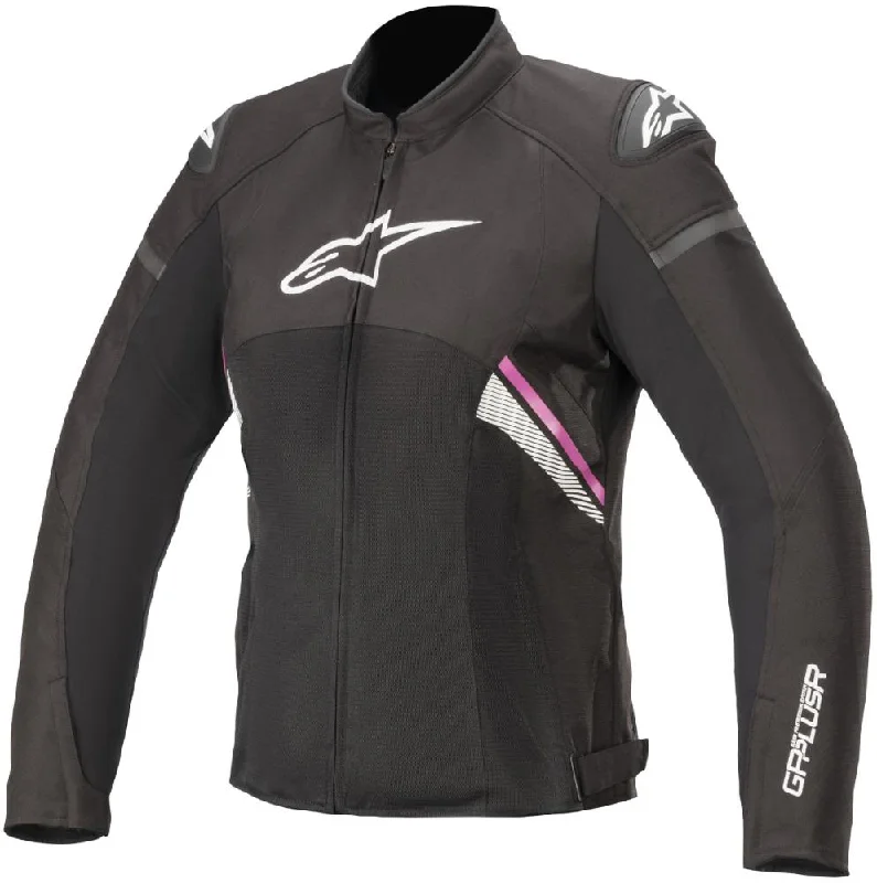 Elegant And Simple Alpinestars Women’s Stella T-GP Plus R v3 Airflow Black, White and Fuchsia Textile Jacket