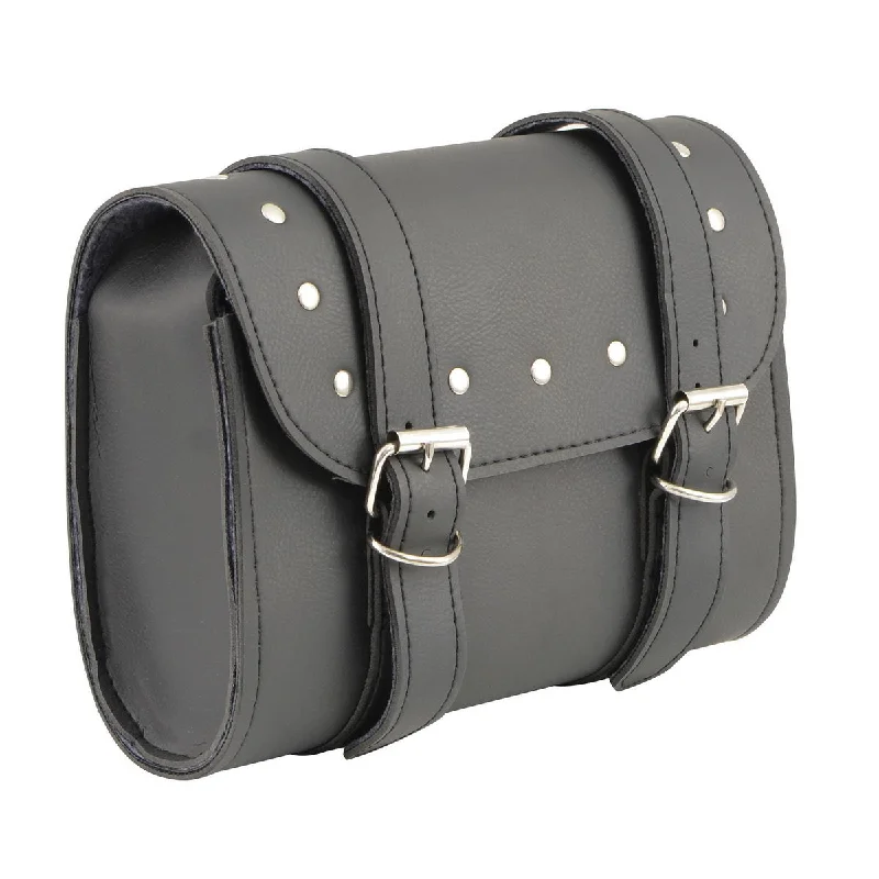 Breezy Style Milwaukee Leather SH63601 Black PVC Double Buckle Studded Motorcycle Tool Bag