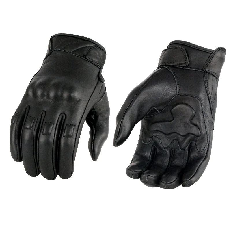 Advanced Customization Milwaukee Leather MG7501 Men's Black Leather i-Touch Screen Compatible Gel Palm Motorcycle Gloves W/ Protective Knuckle